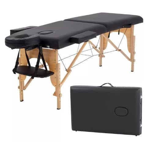 Camilla De Masajes Reforzada Madera Regulable Plegable 185cm