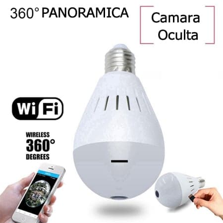 Camara Lampara Vigilancia 360 Panoramica Wifi IP Modelo HELIOS