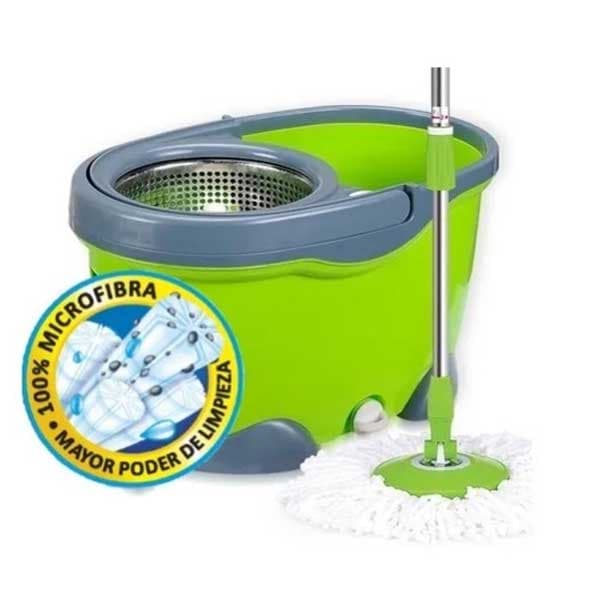 Mopa 360º Acero Inox Balde Centrifugado Trapeador + Repuesto