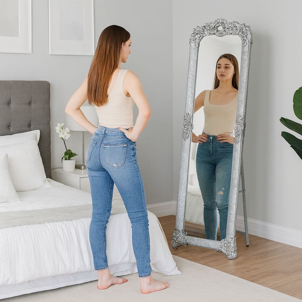 Espejo De Pie Cuerpo Entero Grande 160x45cm Marco Decorativo Moderno