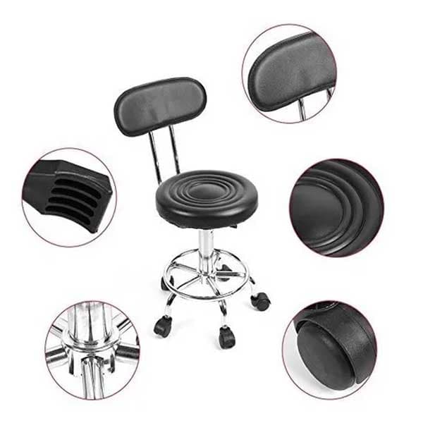 Silla Banqueta Alta Respaldo Giratoria Cajero Negra