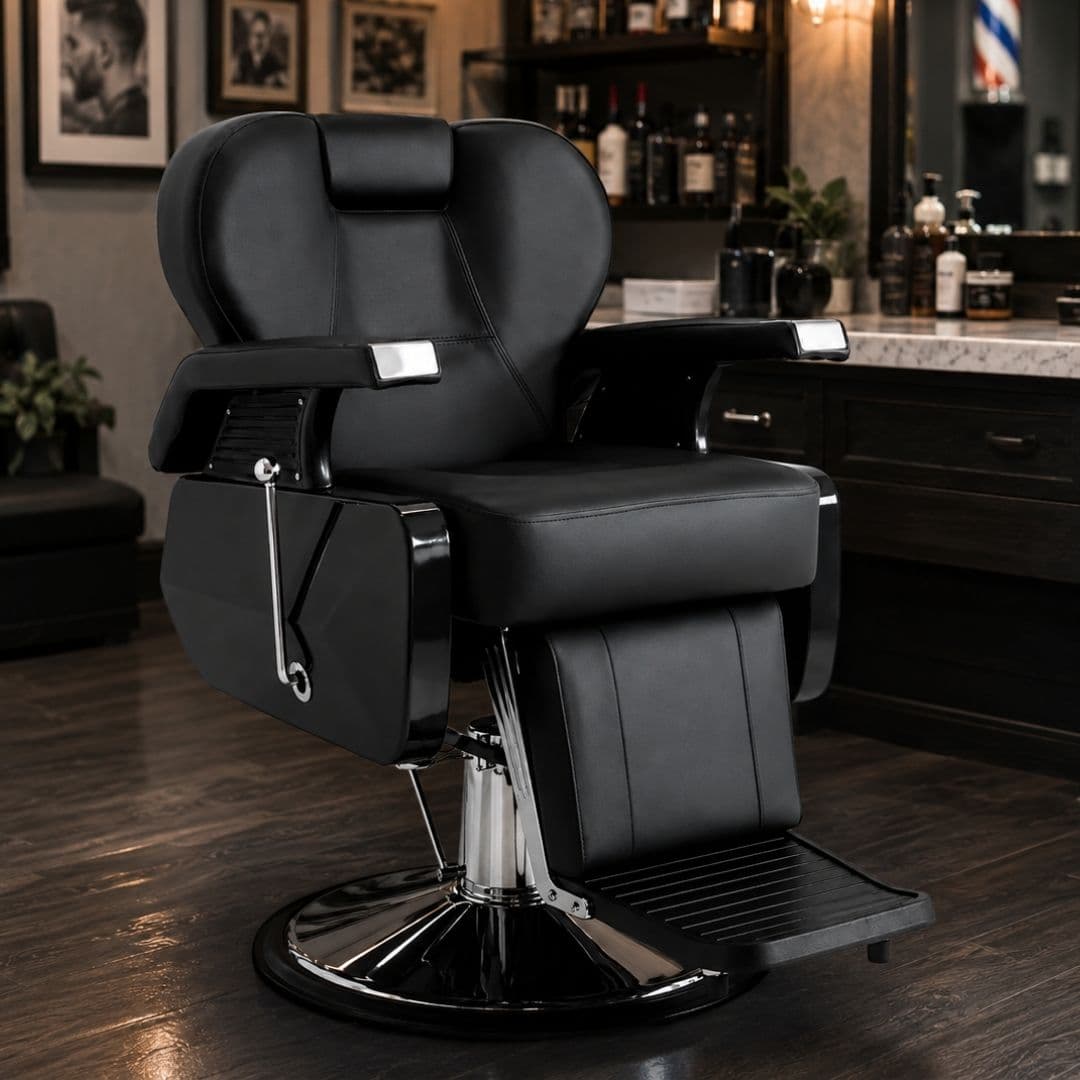 Sillon Silla Peluqueria Reclinable Negro Hidráulico Modelo Figaro