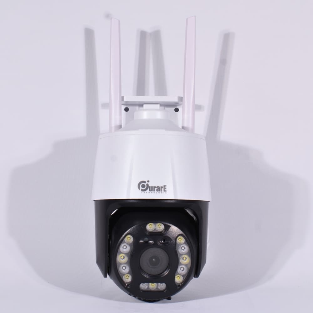 Camara de Seguridad Exterior WiFi/LAN Purare Technologic Cronos 3MP Full HD PTZ 180°/350° Visión Nocturna 15 LED Audio Bidireccional