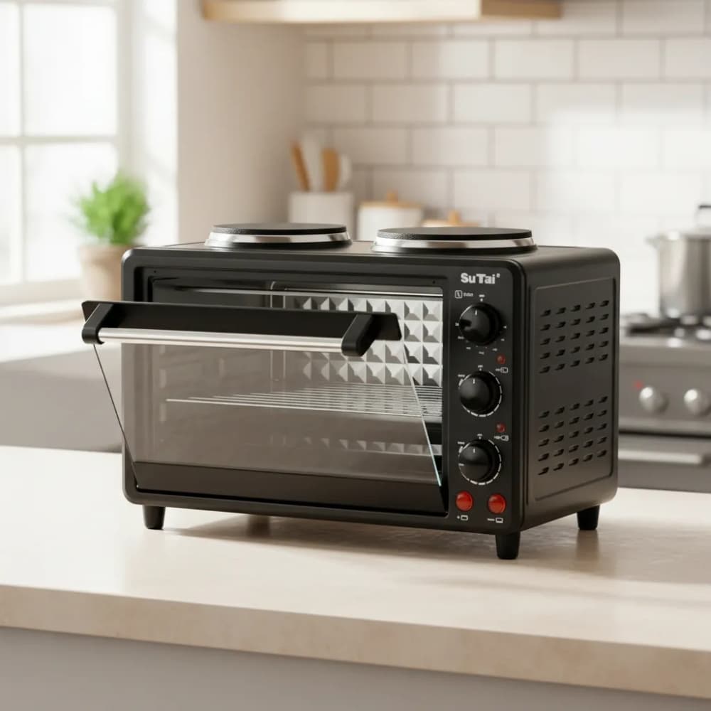 Horno Electrico Con Anafe Doble Mesada 250°C Independiente Bandeja Rejilla Cocina