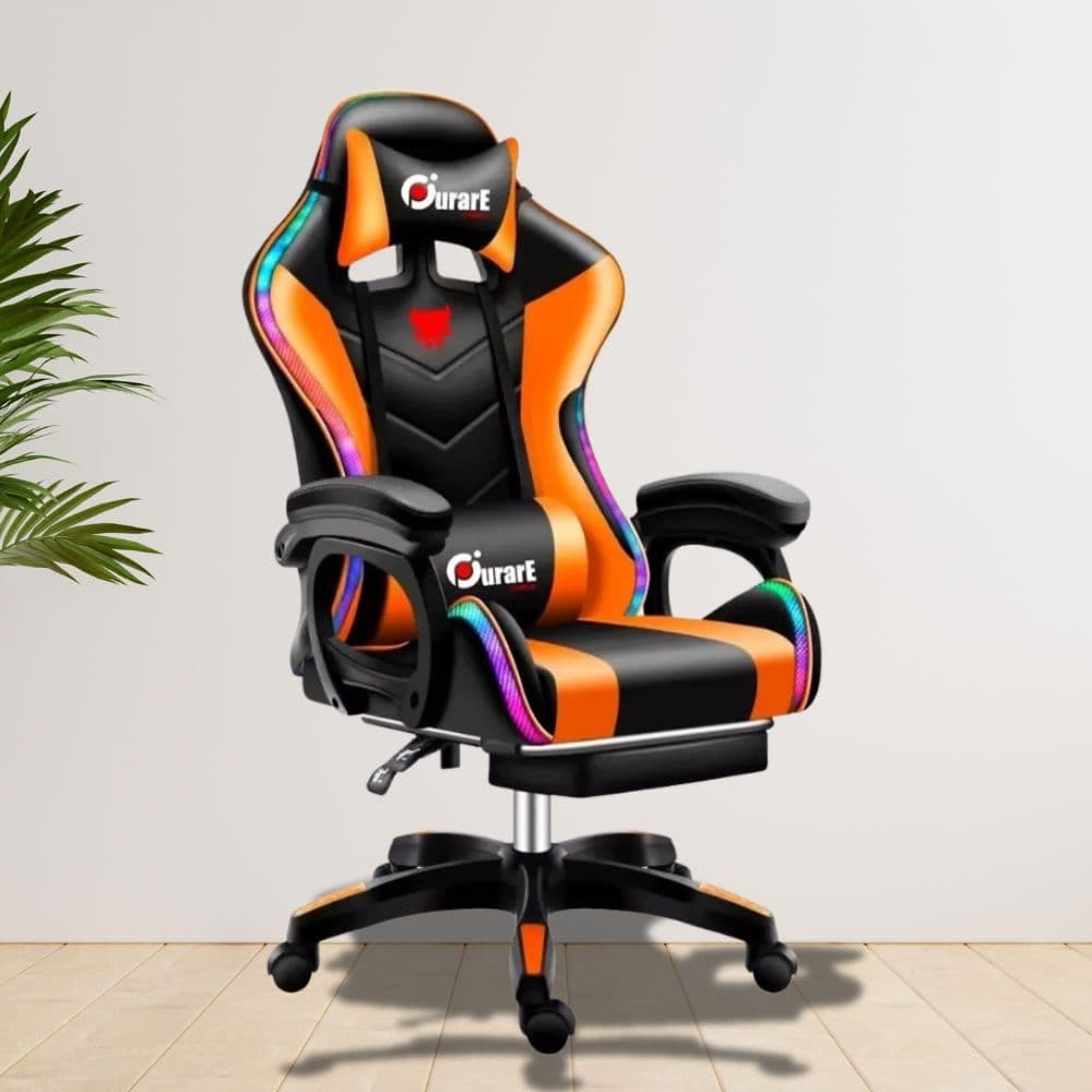 Silla Gamer Led Parlantes Reclinable Masaje Posabrazos Cojines