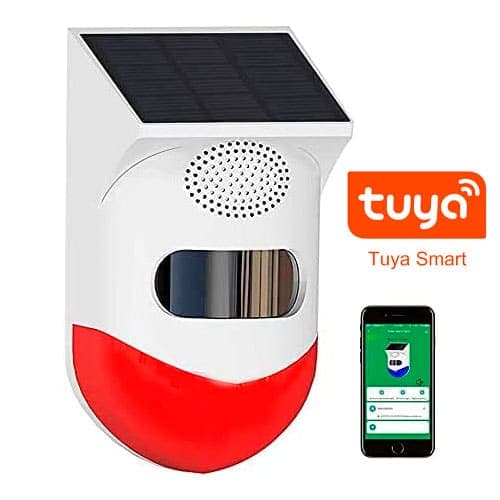 Sirena Sensor Movimiento Solar Exterior Wifi Inteligente App Tuya Smart