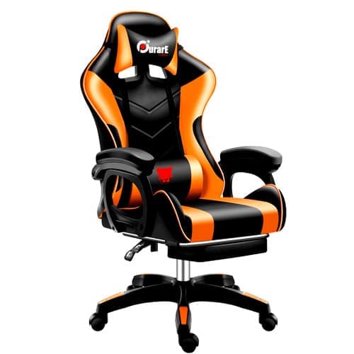 Silla Gamer Reclinable Posabrazos Cojines con Masajeador Naranja