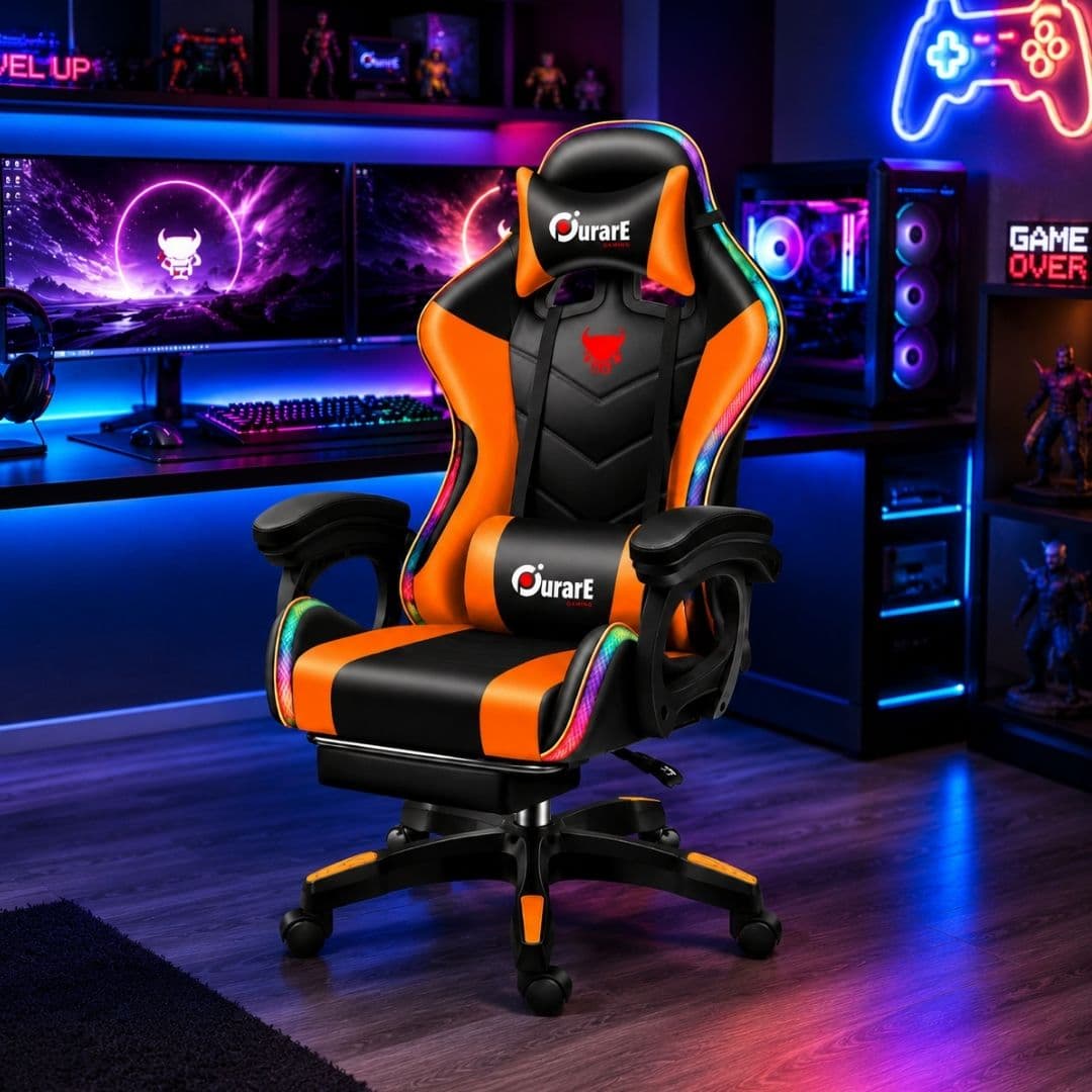 Silla Gamer Led Con Parlantes Reclinable Y Masaje Para Jugadores
