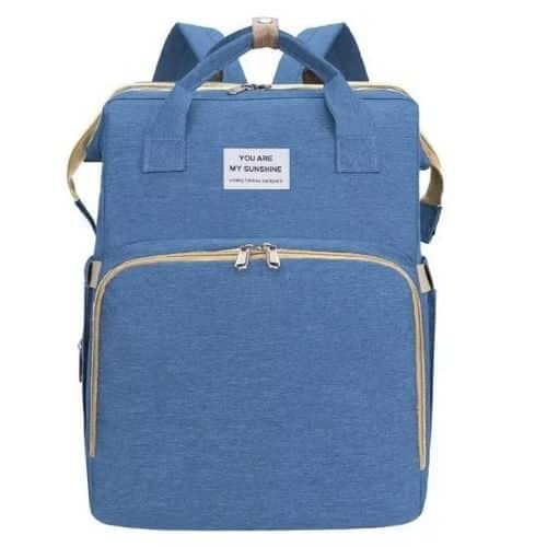 Bolso Mochila Maternal Bebe con Cuna Celeste