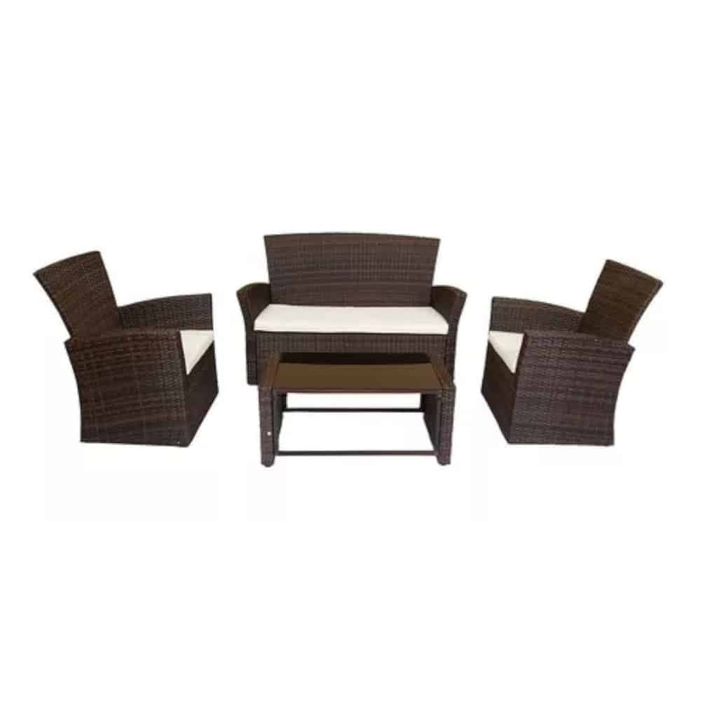 Juego De Jardin Exterior Simil Rattan 3 Sillones + Mesa