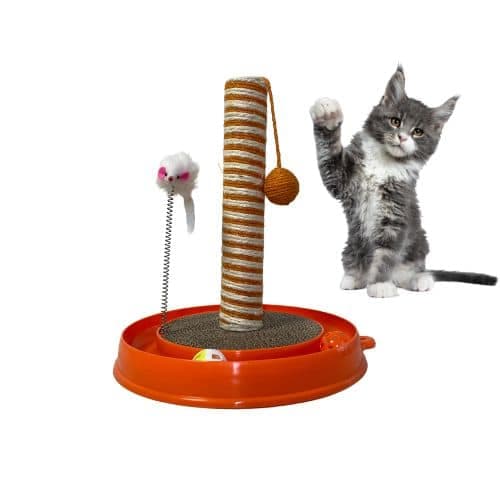 Rascador Para Gatos Juego Raton Pelotas Interactivo 36cm