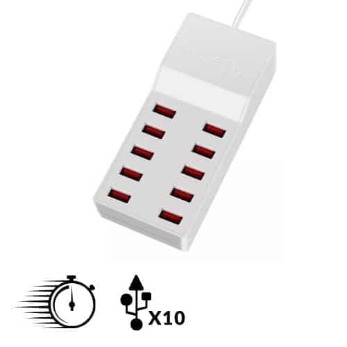 Cargador Super Rapido Multiple Conector Usb 10 Puertos 50w