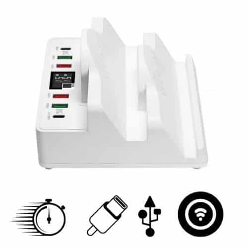 Cargador Multiple Usb Tipo C Carga Qi Rapida Con Pantalla