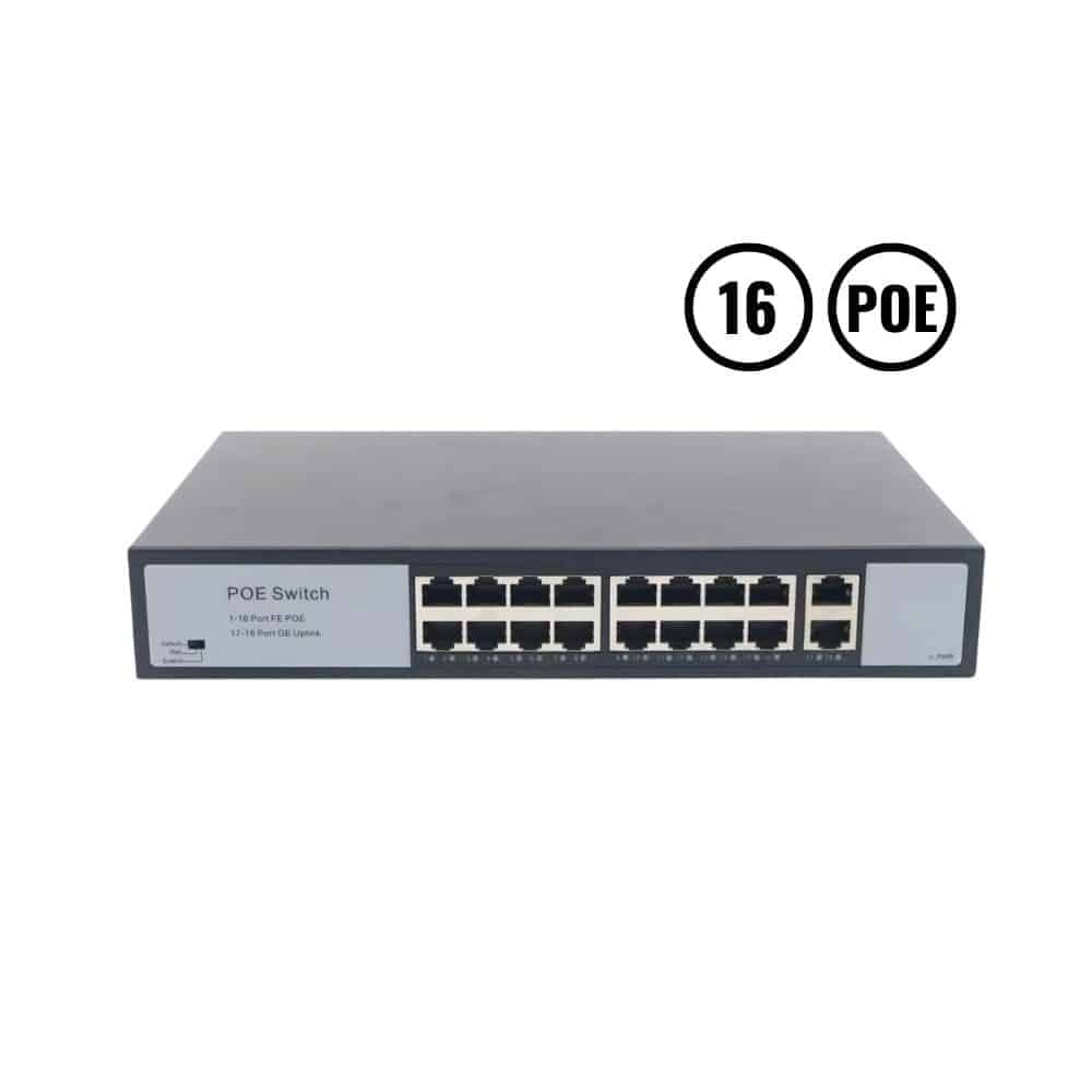 Switch Poe 16 Puertos Poe 1000mbps Purare Technologic