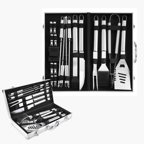 Valija Set De Utensilios Acero Inoxidable Parrillero Parrilla 18 Piezas