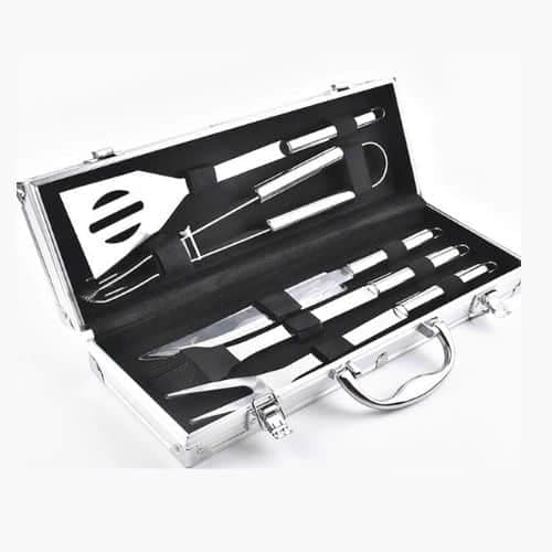 Valija Set De Utensilios Acero Inoxidable Parrillero Parrilla 5pc