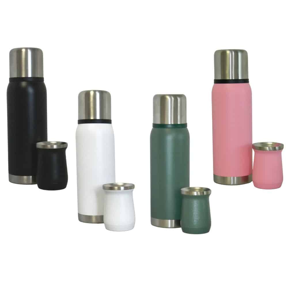 Mate y Termo 1 Litro Acero Inoxidable Tapón Cebador