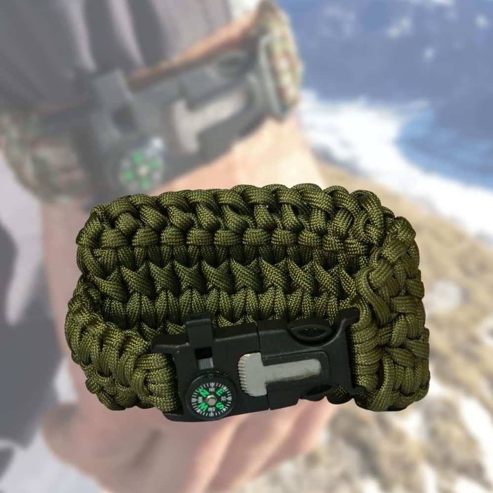 Pulsera Tactica Militar Con Bolsillo Brujula Silbato Sierra