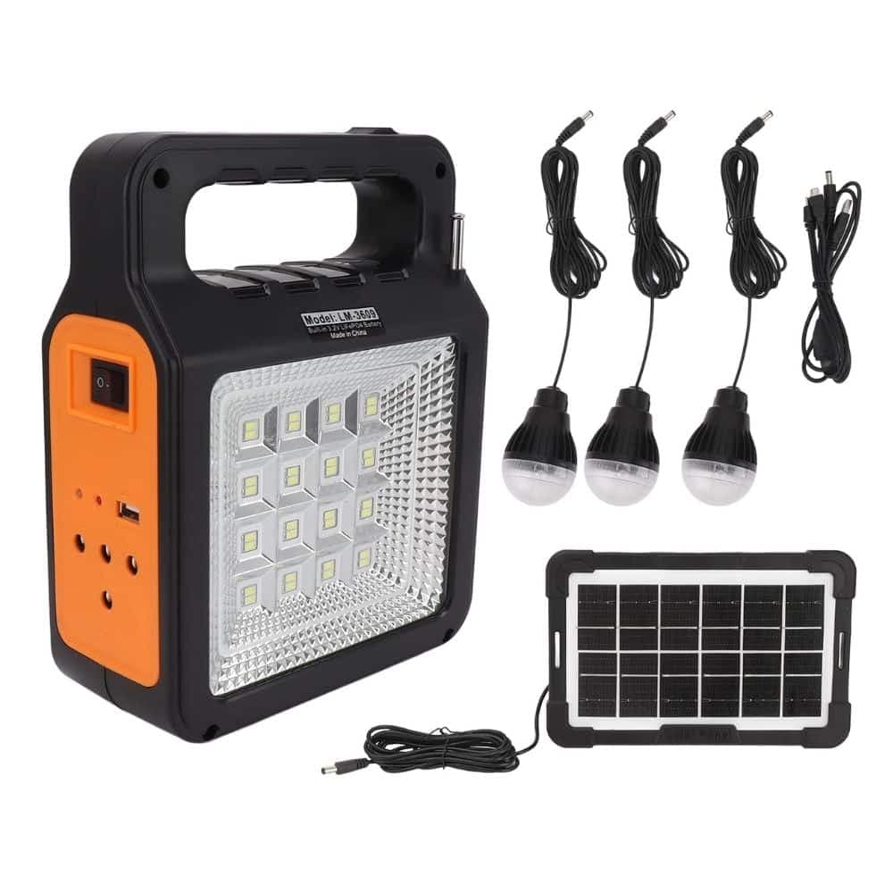 Radio Linterna Luz Solar A Bateria Con 3 Luces Usb Mp3