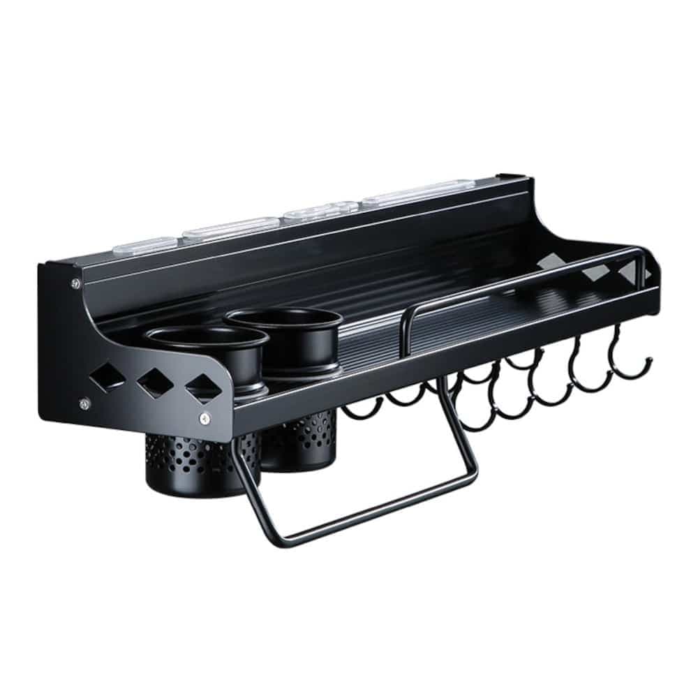 Organizador De Pared Para Cocina Aluminio 40cm Con Ganchos