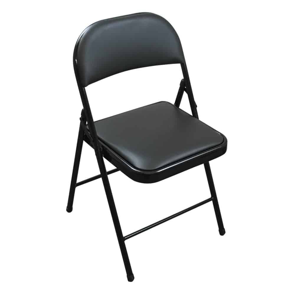 Silla Negra Plegable Hierro+cuero Plegable Soporta 150kg