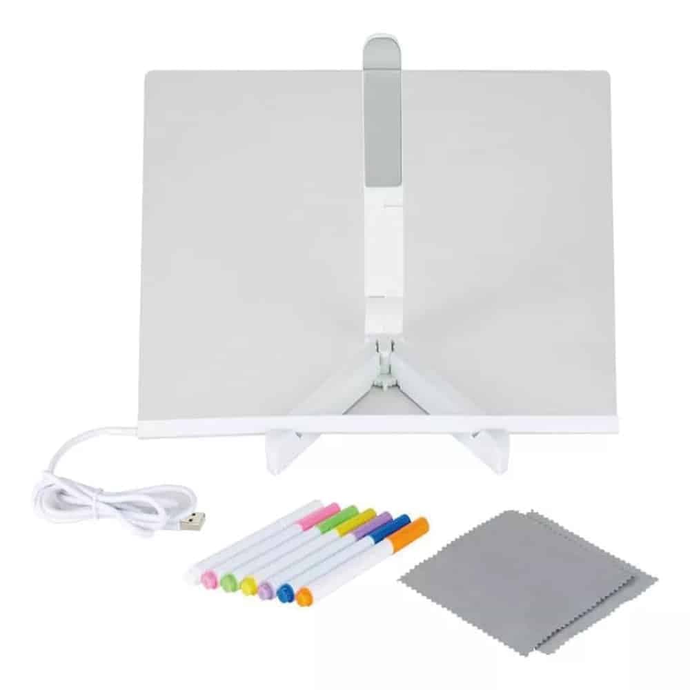 Pizarra Acrilica Pizarron Led Luminosa 30x20cm Con Soporte y Marcadores