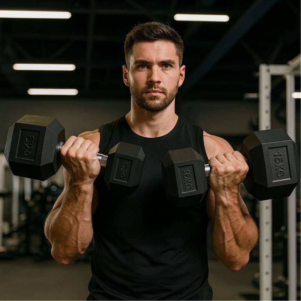 Mancuerna 15kg Hexagonales Hierro Recubierto Dumbbell | Mercadolider.com.uy