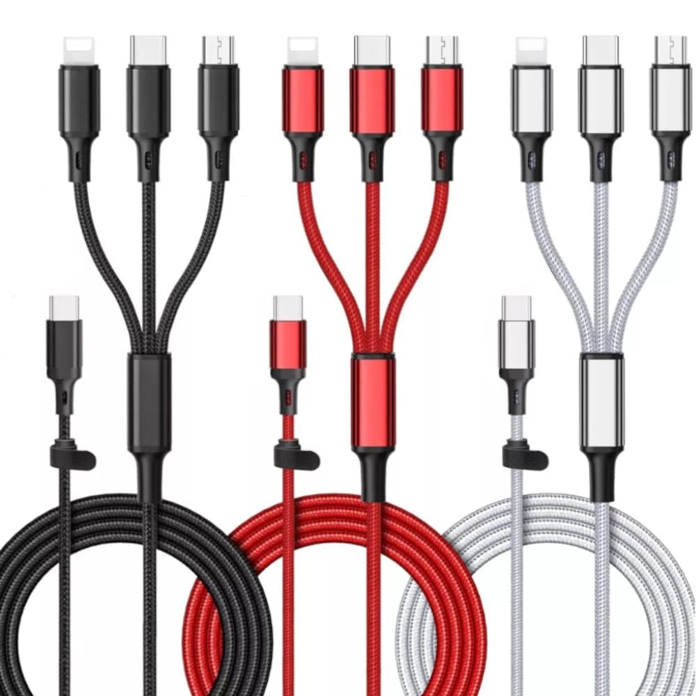 Cable De Carga Rapida 3 En 1 Usb-c Micro Usb Lightining
