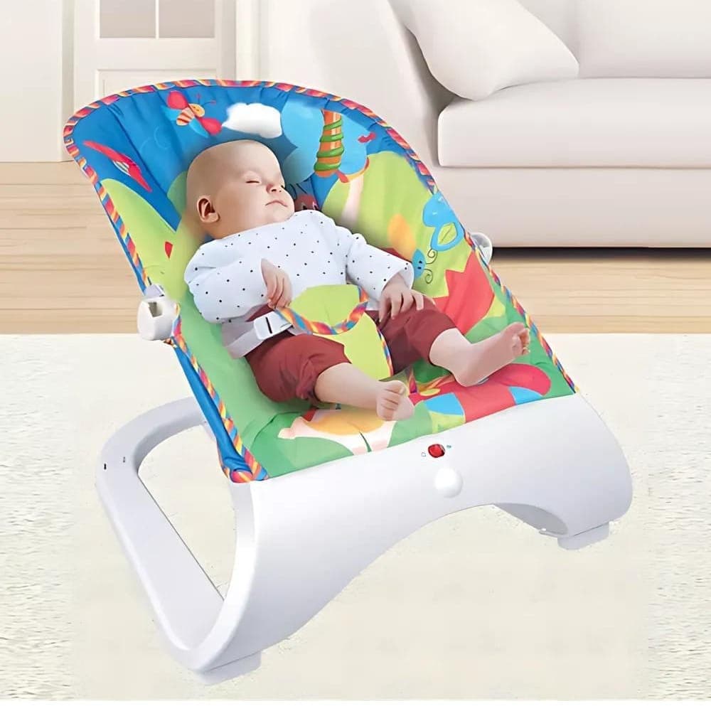 Mecedora Para Bebes Portable con Movimiento y Sonido Azul