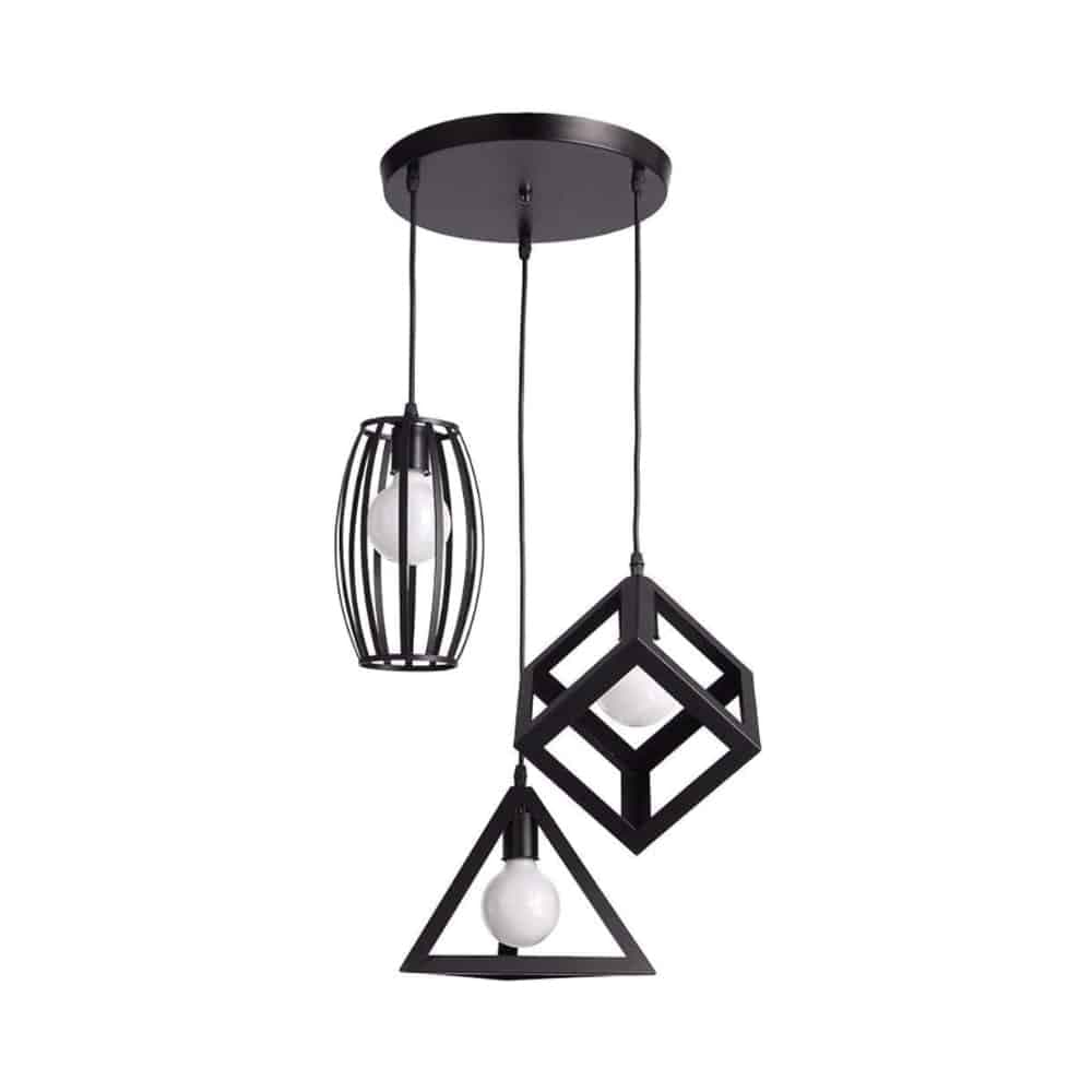 Lampara Colgante 3 Luces Metal Minimalista Altura Regulable