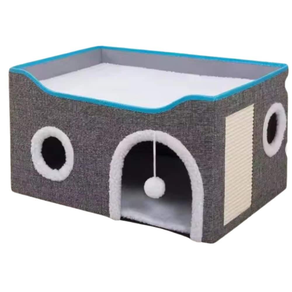 Casa Plegable Grande Con Túneles C Tablero P/ Rascar Y Bola