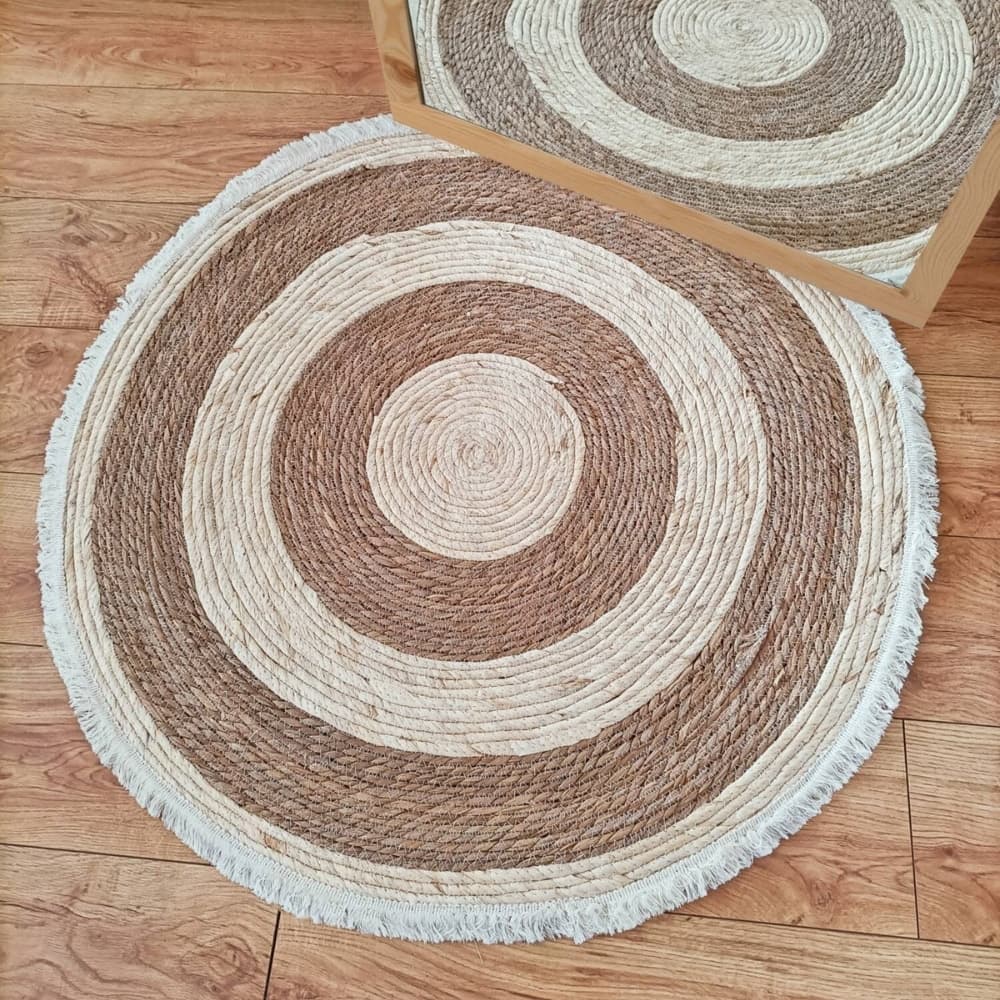 Alfombra Redonda Seagrass Yuta Con Flecos 80-120cm