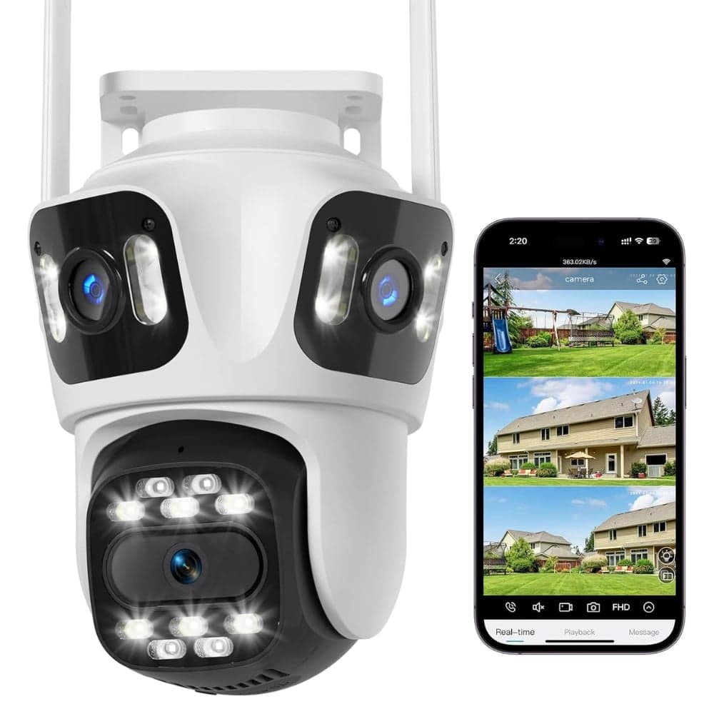 Camara de Seguridad Exterior Triple 9MP WiFi