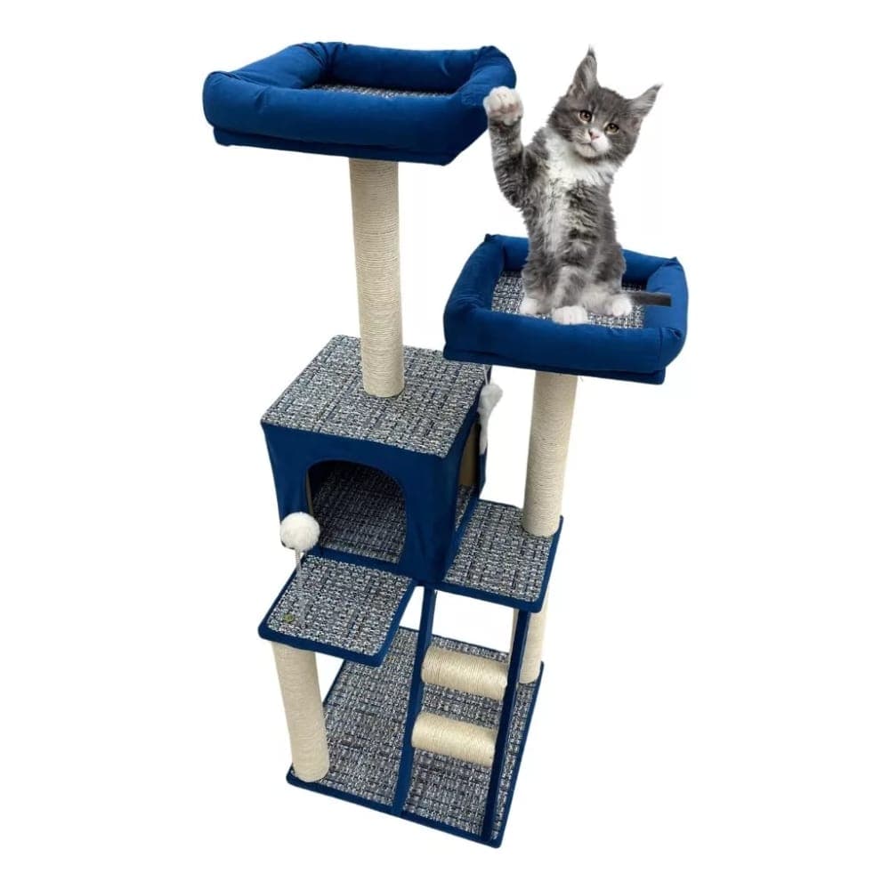 Torre Para Gatos 4 Niveles En Felpa Y Sisal