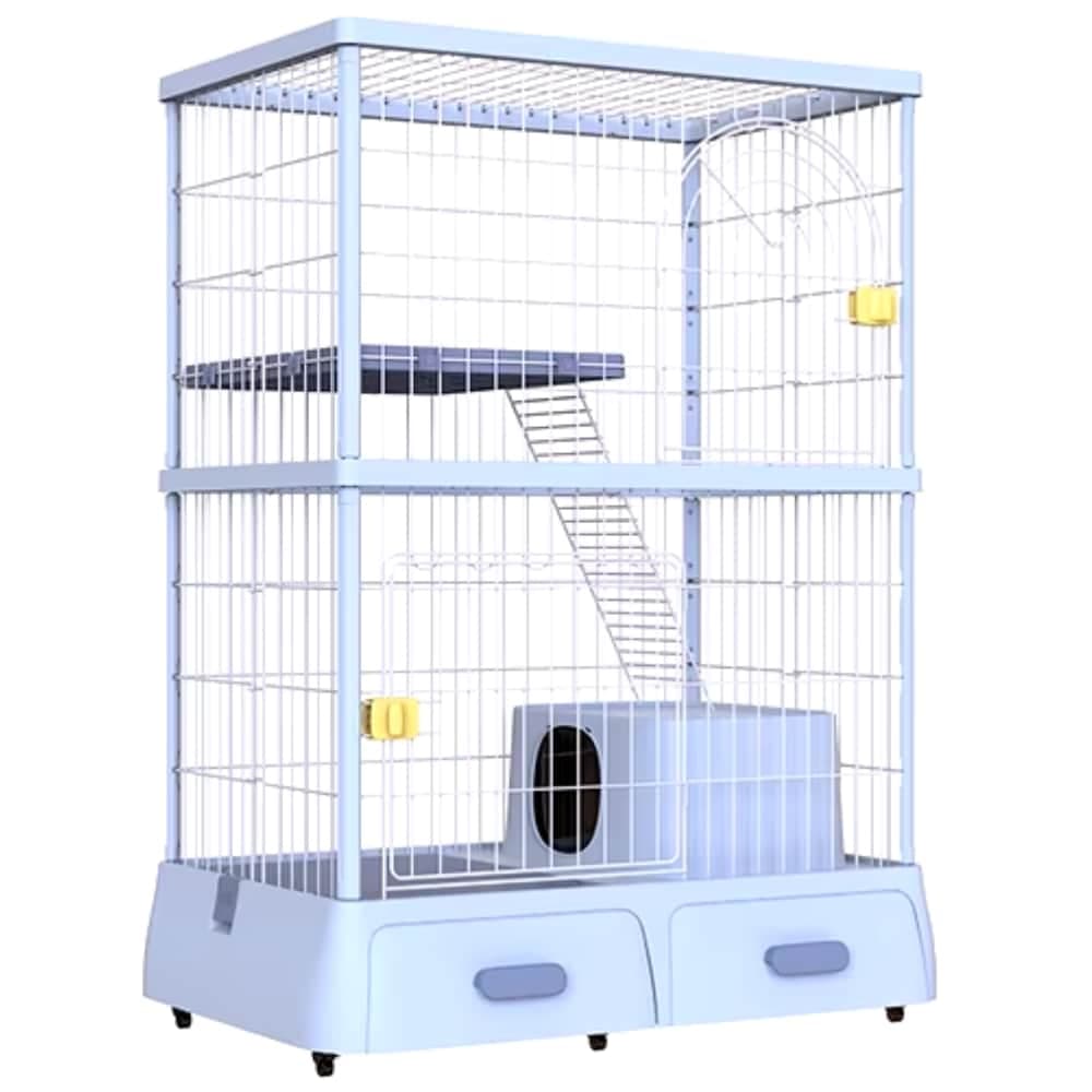 Jaula de Gato Con Arenero y 2 Bandejas 130cm