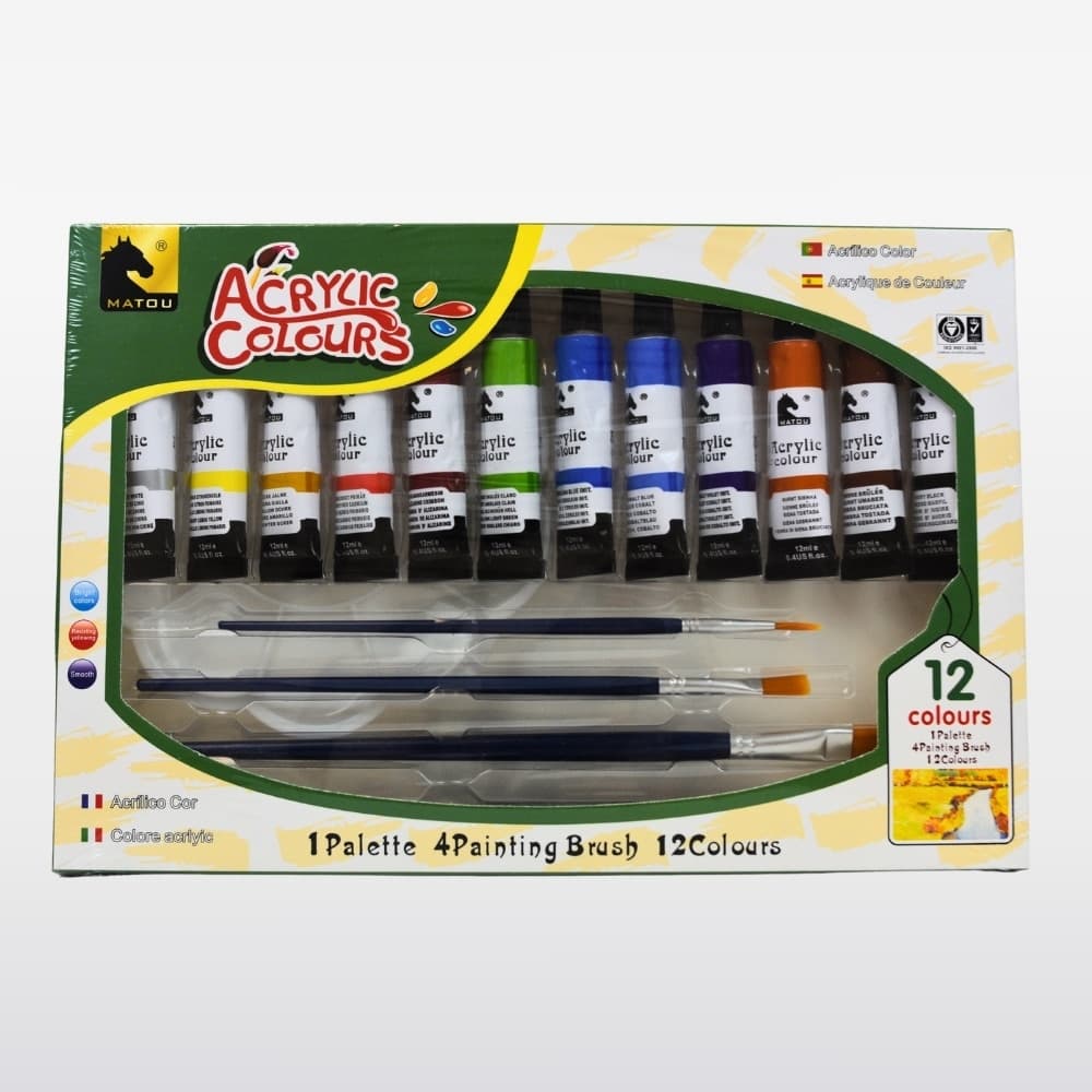 Pack 12 Pinturas Acrilicas Con Pinceles