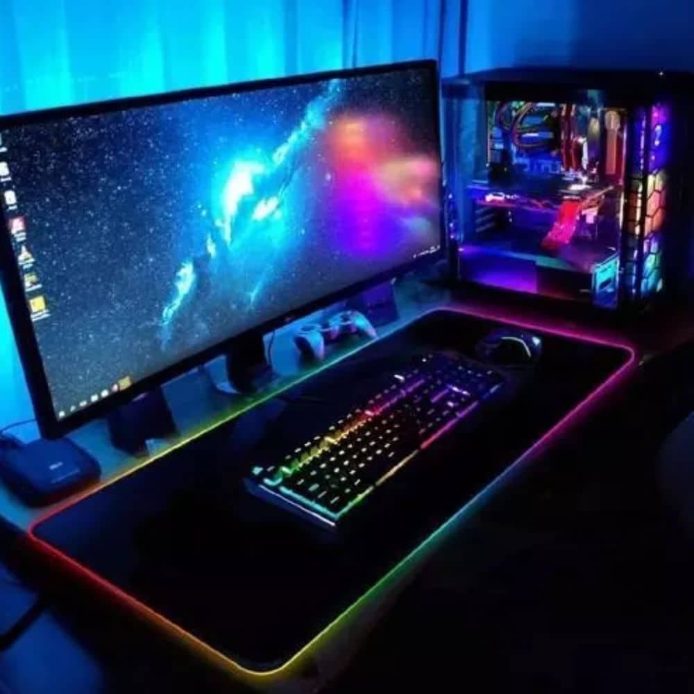 Mousepad Retroiluminado Rgb Led 80 X 30cm Color Negro