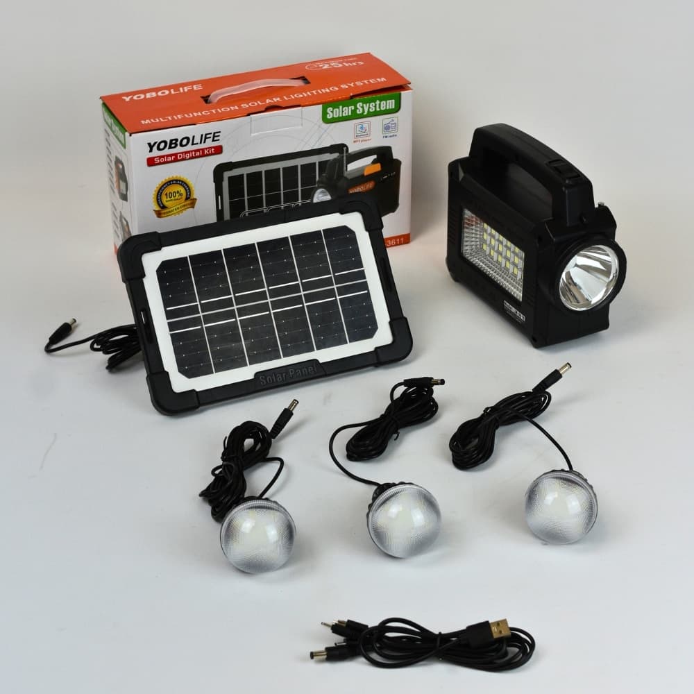 Linterna Radio FM BT Solar Con 3 Lamparas