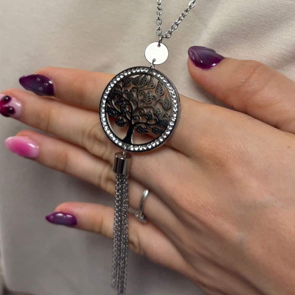 Collar Moderno Arbol de la Vida Acero Quirúrgico 30cm