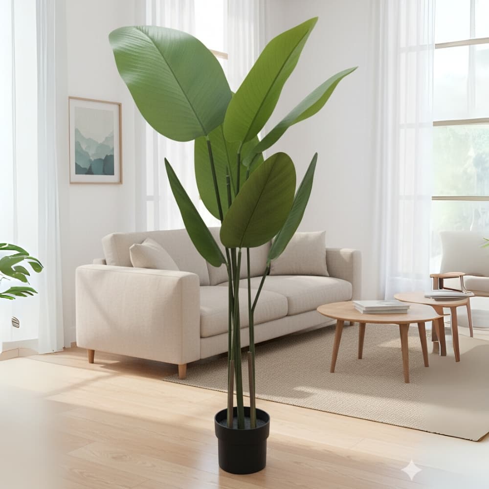 Planta Ornamental Artificial Banano Hiper Realista 1.2mt Caqui Color