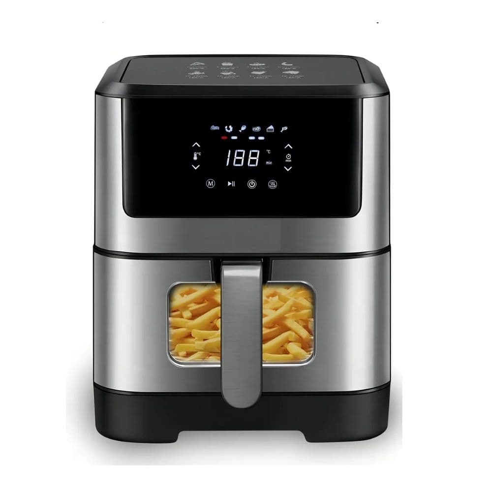 Freidora Sin Aceite Digital 10 Litros Color Negro Y Plateado