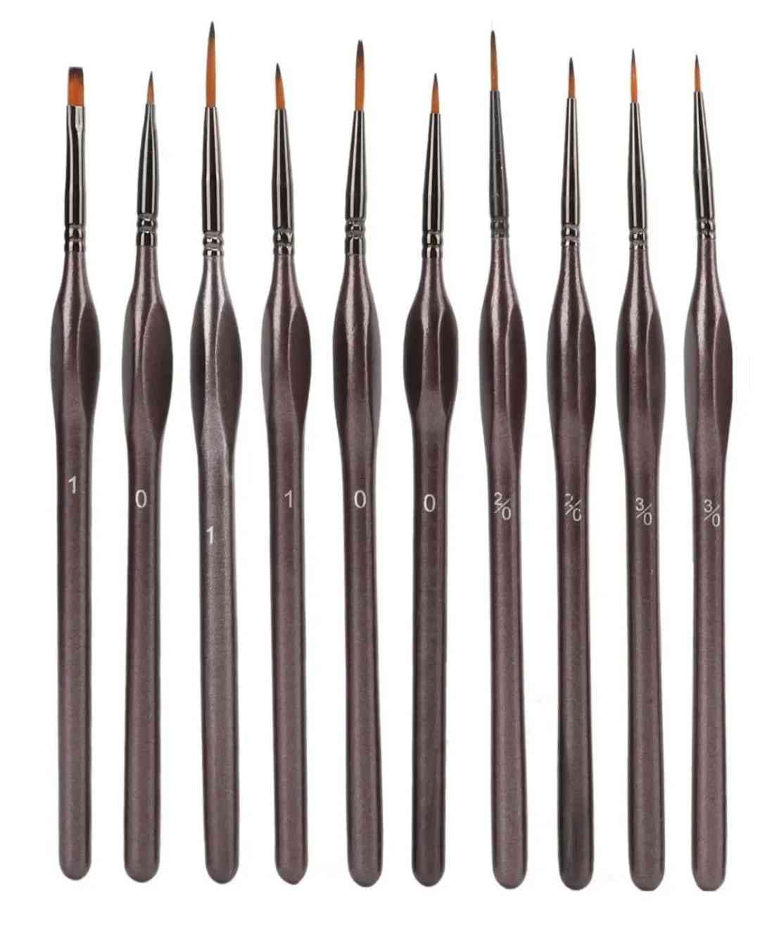Set De Pinceles Punta Fina o Chata 10 Piezas Ergonomicos Arte Manualidades
