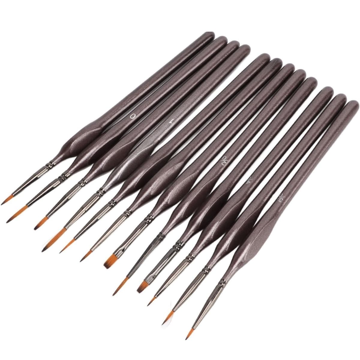 Set De Pinceles Punta Fina o Chata 12 Piezas Ergonomicos Arte Manualidades