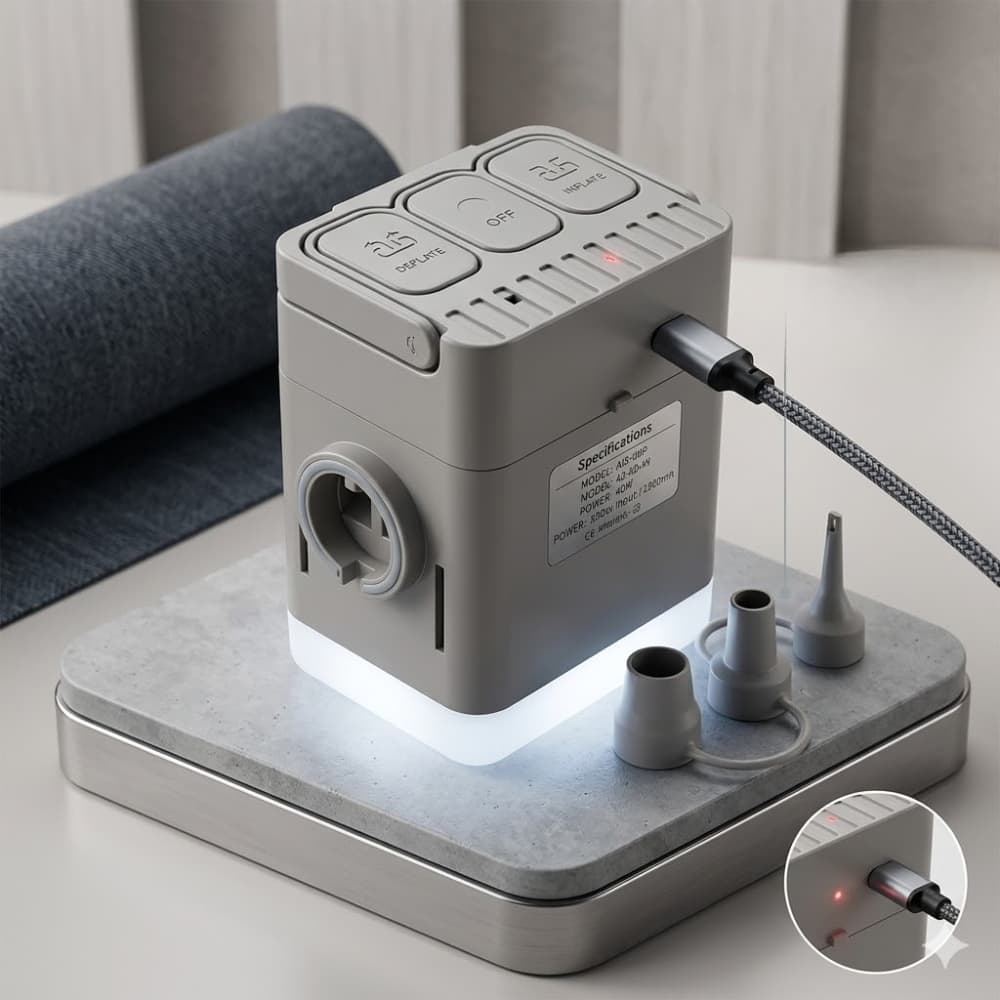 Inflador eléctrico portátil USB inflables camping 40W recargable con luz LED