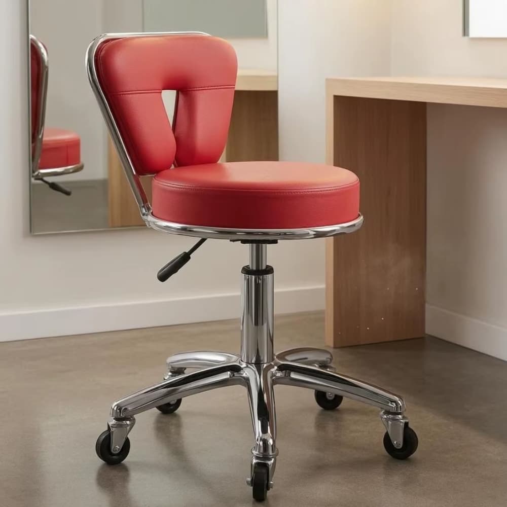 Silla Butaca Con Ruedas Giratoria Altura Regulable Ecocuero Para Estética Oficina