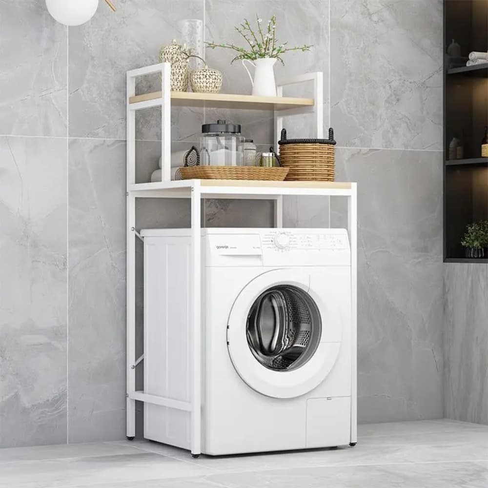 Estanteria Rack Organizador Para Lavarropas Metal Y Madera 145cm Color Blanco